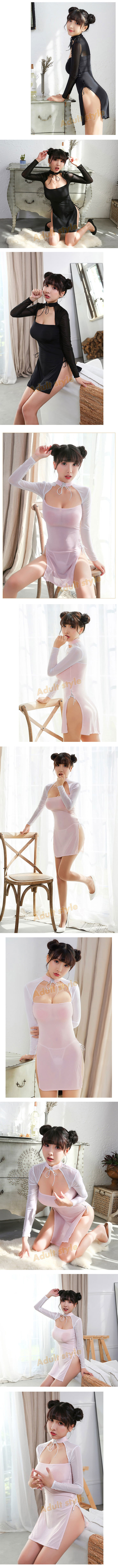 百魅傾城暗香洶湧旗袍(白粉)